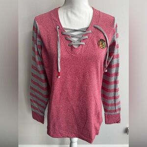 Antigua Women’s Red  and Gray Lace-Up Sweatshirt